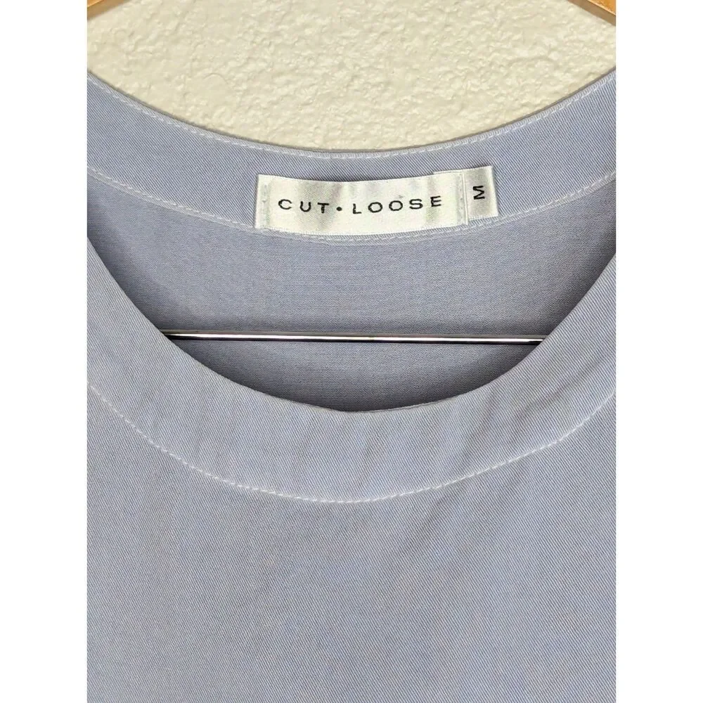 NWT Cut Loose 2 Pc Set Lagenlook Slvless Top Maxi Skirt Sz M Tencel W/ Flaw Blue - Picture 8 of 11